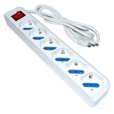 Multipresa Elettrica 6 Posti . Interruttore On/off Scarpetta Multi Presa Spina