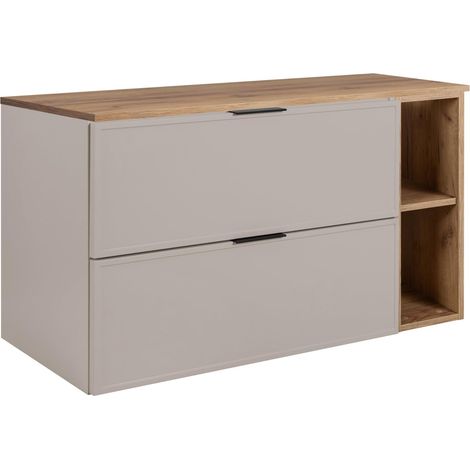 Mobiletto da bagno, Cashmere / Rovere Craft, maniglia nera, 80 (60 + 20) x 46 x 57 cm (1/5)
