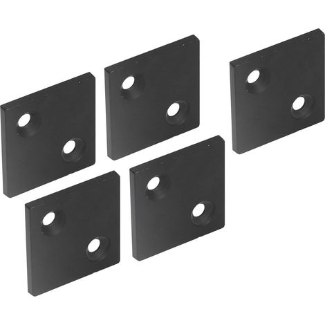 Lot de 5 bouchons fin profilé double rainure en alliage aluminium pour structures industrielles fixation noir (1/5)
