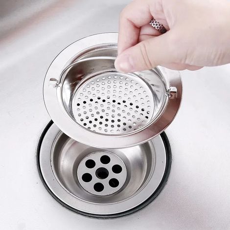 Passoire de cuisine universelle à cage de levage, lot de 2, en acier inoxydable (1/3)