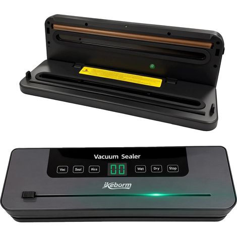 Selladora al vacío, plástico de alta calidad, 36 x 16,5 x 5,8 cm, compatible con diversos tipos de alimentos, fuerte succión, 120 vatios. (1/5)