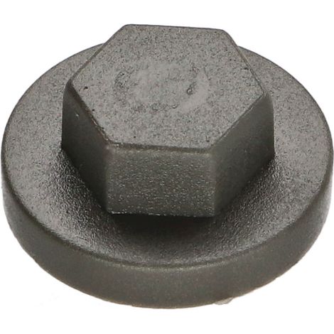 Capuchon Tête hexagonale TH Polyéthylène RAL7022 gris tarre d'ombre pour vis autoperceuse ou tole de diam 6.3 - 10 pièces