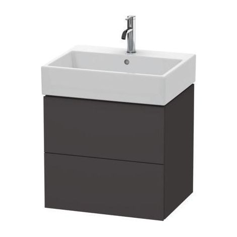 Meuble-lavabo L-CUBE 584x459mm 2 tiroirs blanc mat ES NB centre