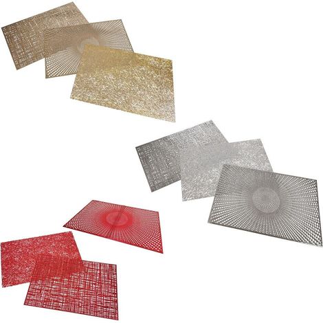 Sottopiatti centro tavola centrino di natale in rosso argento oro da decorazioni addobbi natalizi intrecciato idea regalo set 6 - colorigenerali: ARGENTO (1/5)