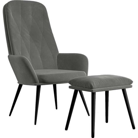 Maison Exclusive - Relaxsessel mit Hocker Dunkelgrau Samt (1/5)