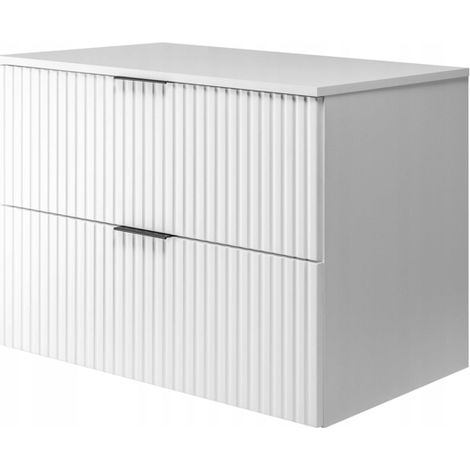 Rodan Waschbeckenunterschrank 80 cm, Weiß Matt, 46 x 80 x 57 cm, mit weißer Waschtischplatte, feuchtraumgeeignet, Badmöbel Unterschrank