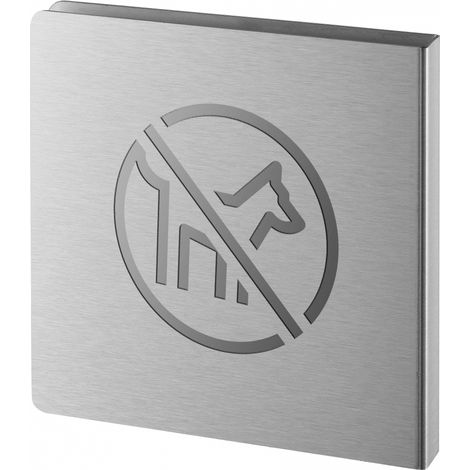 Targa Vietato l'accesso ai cani in acciaio inox spazzolato, 120 x 120 mm – THIRARD (1/2)