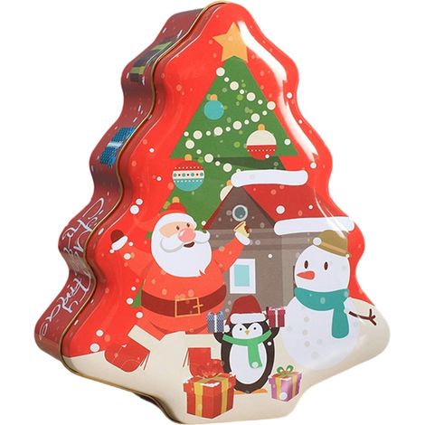 Boîte À Cookies En Métal - Boîte À Biscuits De Noël Avec Couvercle - Pour Décoration De Fête Et Rangement De Confiseries - 18 X 15 X 6,5 Cm - 1 Pièce (1/5)