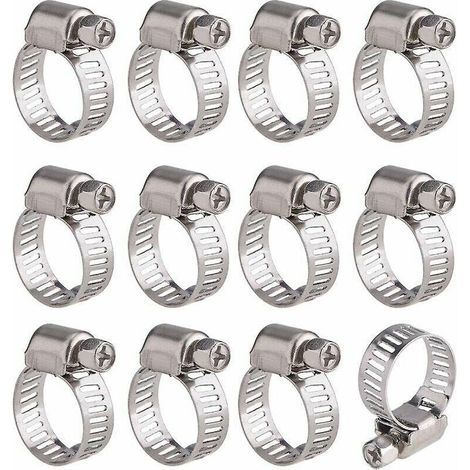 12 (10-16 Mm) Colliers De Serrage En Acier Inoxydable Galvanis Colliers De Serrage 201 Colliers De Serrage Multi-spcifications En Acier Inoxydable (1/5)