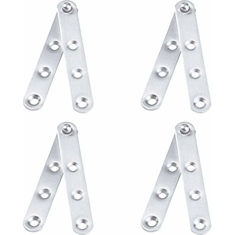 Lot de 4 Charnières Pivot Porte(100x16mm) en acier inoxydable, Pivote à 360 °,Pivote vers le bas, Pour porte d'armoire, armoire à chaussures-Argent (1/4)