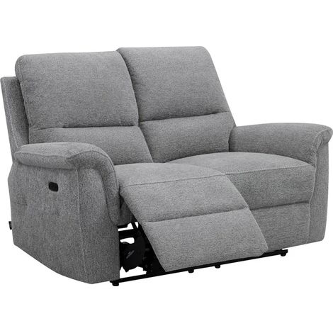 Canapé relax électrique 2 places en tissu doux gris – LEONIE