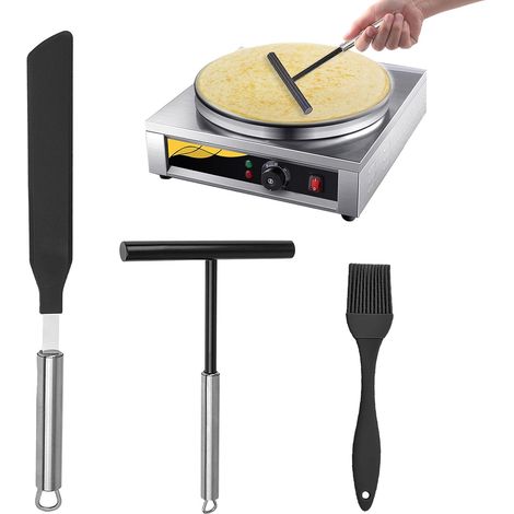 distributeurs de crêpes et spatules à crêpes, accessoires avec brosse en silicone, en acier inoxydable, pour la maison, la cuisine, la poêle à crêpes