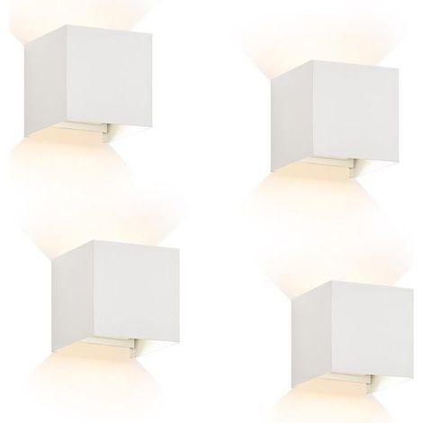 4 appliques murales LED d'extérieur blanc, design moderne en métal, éclairage extérieur résidentiel et terrasse