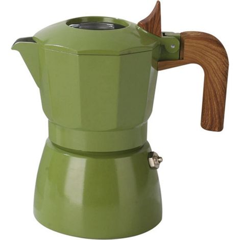 Cafetera italiana para estufa, cafetera moka italiana clásica, cafetera moka de estilo retro - verde (1/4)