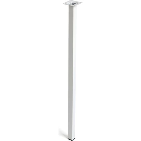 Pied carré en acier d'une hauteur de 800 mm et finition blanc. Dimensions: 25x25x800 mm - talla