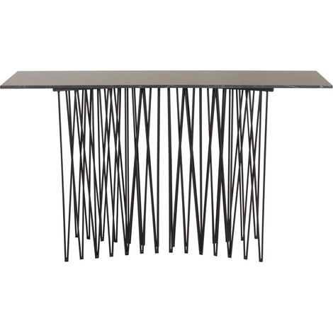 Stone Table console 37x130 cm, verre noir, finition marbre. (1/5)