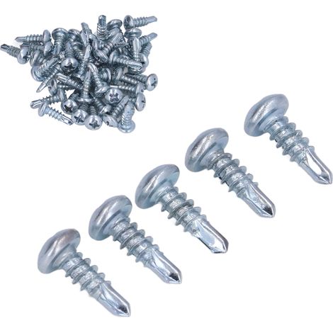 Lot de 50 vis à tête ronde perçantes acier carbone zingué 4,2x13mm fente croisée pour meuble électroménager (1/5)