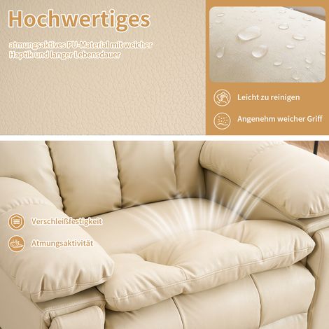 Fauteuil relax électrique à double moteur, avec fonction relevage et inclinaison, fauteuil TV multifonction pour salon, canapé individuel avec position allongée (Grand, blanc crème) (1/5)