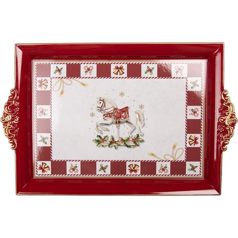 Plateau de service en plastique rouge pour la table et la cuisine 41 x 26 x 3 cm - PANGIVO