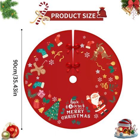 Gonna per albero di Natale da 90 cm, copertura per base albero di Natale, decorazione per albero di Natale, adatta alla maggior parte degli alberi di Natale (1/4)