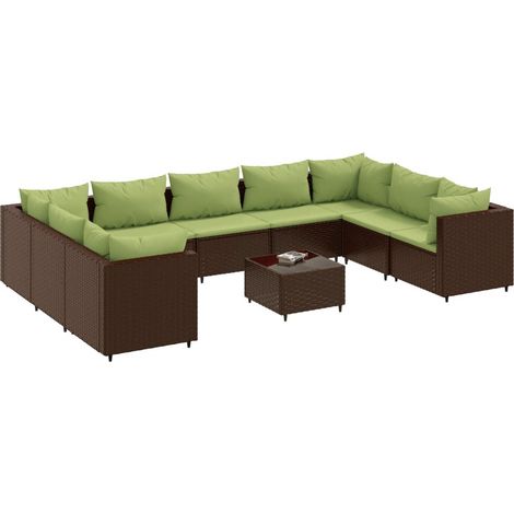 Maison Exclusive - 10-tlg. Garten-Lounge-Set mit Kissen Braun Pol (1/5)