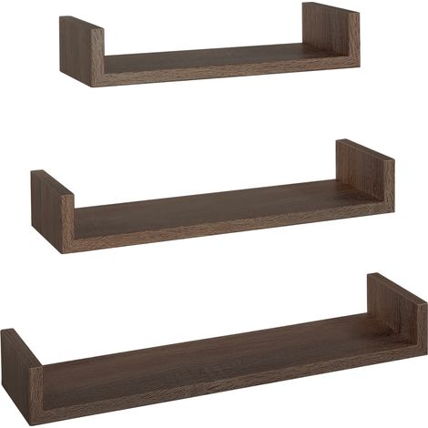 Set 3 Mensole da Parete 60-50-40x15,5x8 cm in Fibra di Legno Calamita Noce Segato (1/5)