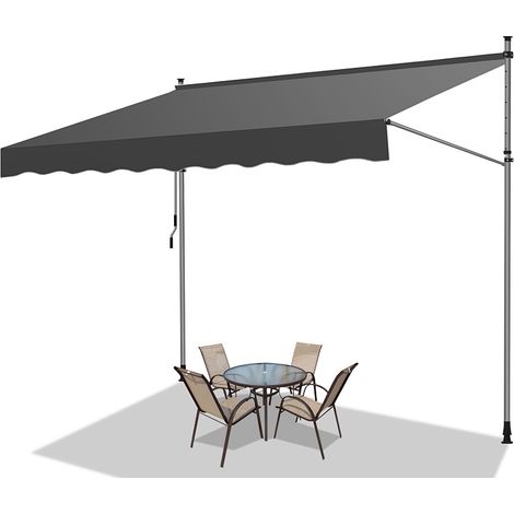 Wolketon Tenda da balcone grigio, 350x120 cm, regolabile, resistenza UV, ideale per esterni
