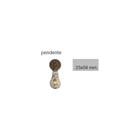 MASIDEF - 1 POMOLO IN PORCELLANA PENDENTE IBISCO 23x58 mm