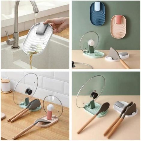 Porte-Cuillère - Support Pour Couvercle De Casserole - Pliable - Pour Cuisinière - 2 Pièces (1/4)