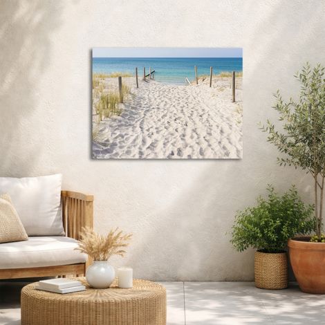 Tableau de jardin Arrivée sur la plage 70 x 50cm Beige, bleu (1/5)