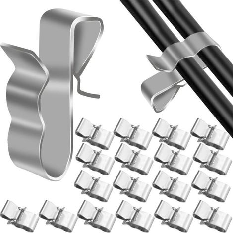 Clips Câbles Clips de Fil Métallique Remorque Cadre de Câble Pince en Acier Inoxydable Cavalier Cable Electrique Clips Rangement de Câble pour Panneau Solaire Photovoltaïque 50Pcs (1/4)