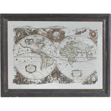 Tableau planisphère verre noir 106x5x78cm (1/2)