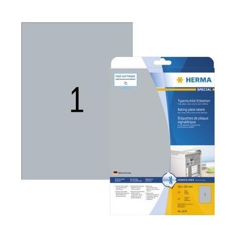 HERMA Typenschildetiketten A4 silb. 210x297 mm Folie  25 St. (4224) (1/5)