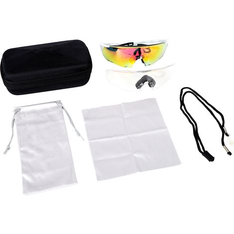 Lunettes de cyclisme polarisées photochromiques coupe-vent sport mode unisexe blanc rose (1/5)