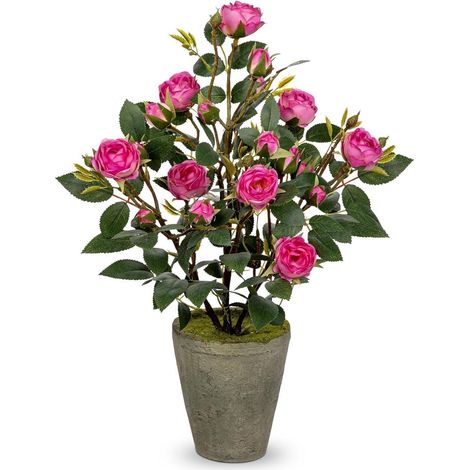 Künstliche Rosen im Topf, 38 cm, Kunstblumen Deko für Bad & Büro (1/5)