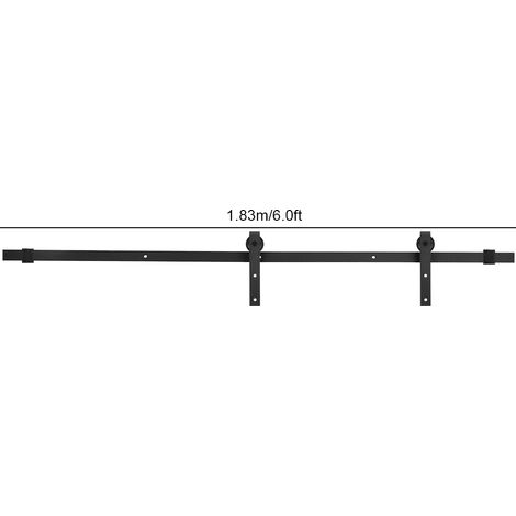 Kit di ferramenta per porte, nero opaco, fibra di carbonio + materiale POM, binario per porta scorrevole a lato singolo da 2 m, sistema di ferramenta a puleggia per porte scorrevoli a scomparsa. (1/4)