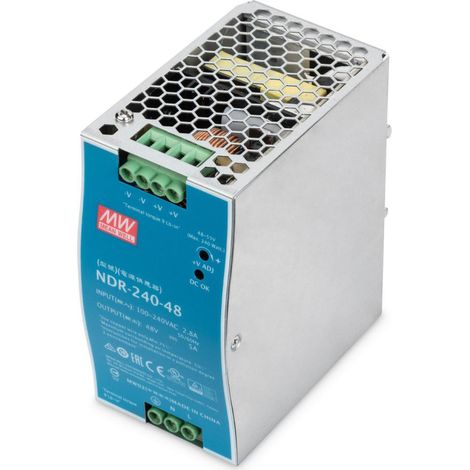DIGITUS Alimentation Industrielle 48 V CC, 240 W CA-CC, boîtier en métal, Montage sur Rail DIN