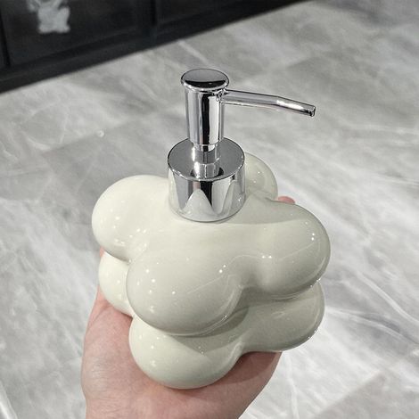 Dispensador de jabón de cerámica con forma de nube, recargable, accesorio decorativo para el baño. (1/5)