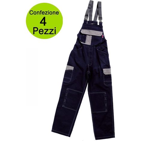 Multipack 4 pz salopette da lavoro globo professionale slim fit tg. m