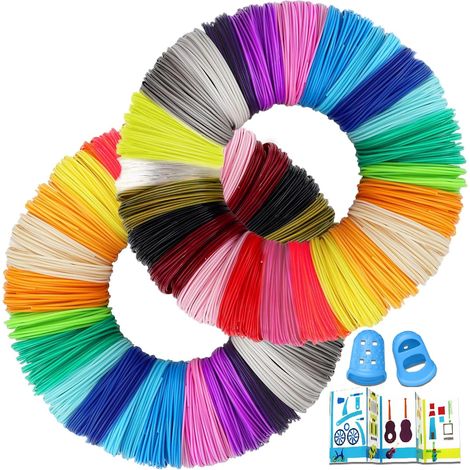 Fil Stylo 3D PLA, 40 Couleurs 1,75MM Recharge Stylo 3D, 5M Chacun,Total 200M Filament Stylo 3D avec Manchon en Silicone pour Les Doigts et Modèle,Recharge 3D Pen Filament (1/5)
