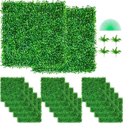 VEVOR 48 Pezzi Artificiale Pannello da Siepe di Bosso, 25,4 x 25,4 cm, Siepi Artificiali, Recinzione Artificiale Bosso, Edera Finta Effetto Realistico Decorazione Plastica Verde, Spessore da 4 cm (1/5)