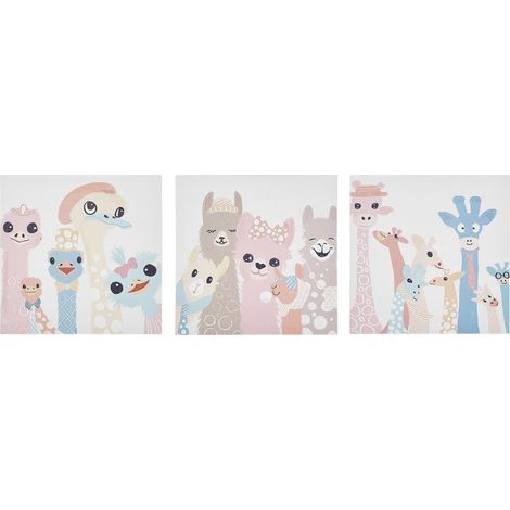Set of 3 Canvases TILLIA Animal Motif 30 x 30 cm Multicolour