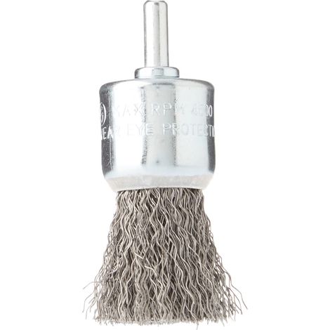 Brosse Pinceau pour Perceuse, Queue 6mm, Fil Acier Ondulé, Décapage du Métal Ø 28mm (1/5)