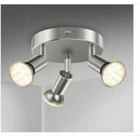 Spot LED, plafonnier, lampe de salle de bain, lampe de salle de bain, IP44, spot orientable et inclinable, 3x GU10,3 spots orientables , lumière chaude (1/4)