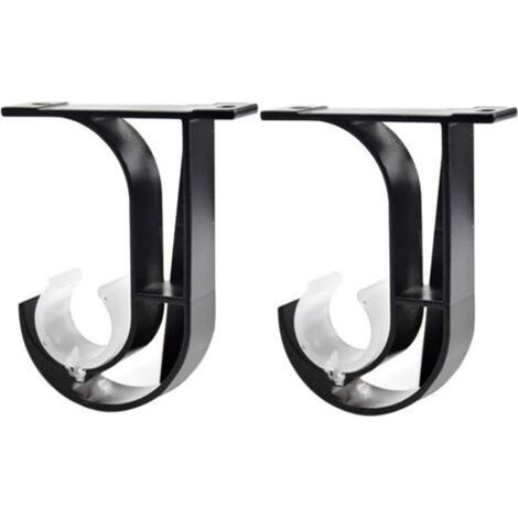 pcs Support de Tringle à Rideau Supports de Fixation au Plafond Support Tringle Penderie en Alliage de Zinc pour Chambre Salon avec Vis Tuyaux d'expansion (Noir) (1/5)