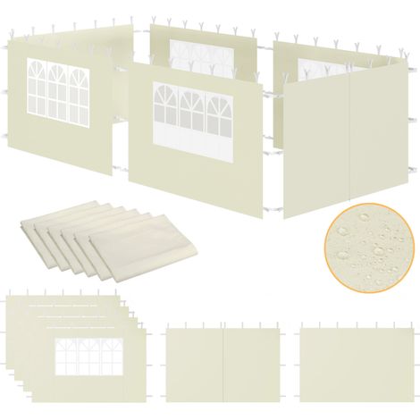 Zelsius Seitenwände für Pavillon 3x6 m, 6-teilig, Beige, Gartenzelt Seitenwand mit Fenster, UV30 (1/4)