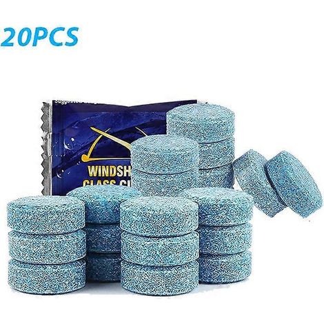 Pastilles de lave-glace pour voiture, nettoyant solide pour vitres de voiture, facile à utiliser pour la plupart des voitures, SUV et camions, nettoyant pour vitres et miroirs de cuisine, 20 pastilles (1/5)
