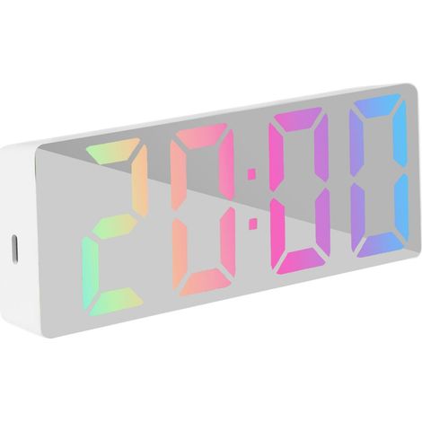 Réveil Miroir, Horloge de Bureau Moderne, réveil Lumineux, Horloge de décoration d'intérieur, Horloge de Table de Chambre à Coucher, réveil Moderne à LED Miroir avec Date et température pour (1/5)