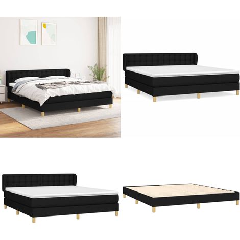 Boxspringbett mit Matratze Schwarz 160x200 cm Stoff - Boxspringbett - Doppelbett - Schlafraum - Bettenrahmen - Matratze - Home & Living