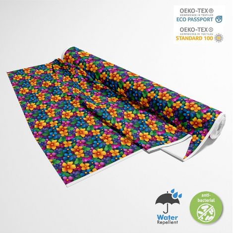 TESSUTI DECORATIVI PER ESTERNI OXFORD - Motivo Fiori Colorati DX18043 (1/5)